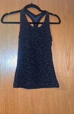 Lululemon Cool Racerback Tank CRB Black Gray Cheetah Camo Size 4